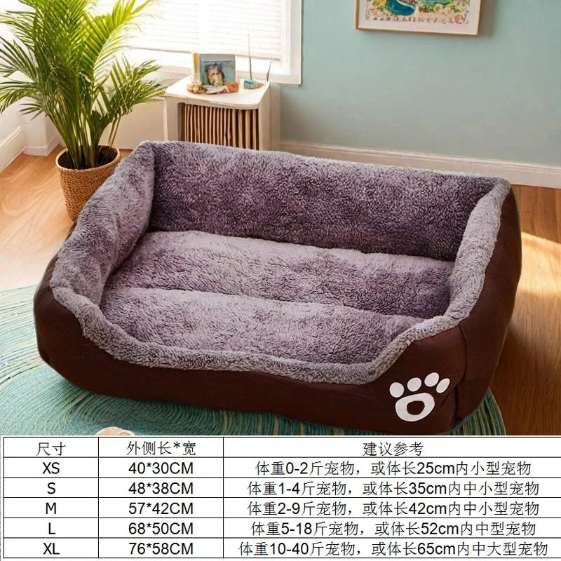 Large Plush Dog Bed & Cat Mat, Deep Sleeping Warm Soft Cushion, Calming Pet House for Small Dogs, Puppy, Chihuahua