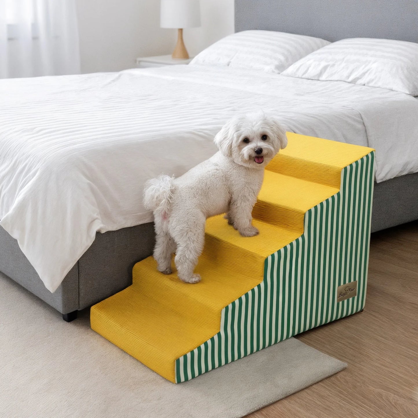 3/4/5 Dog Stairs for Bed Sofa Dog Steps High-Density Foam Dog Ramp Step Gentle Slope Washable Cover for Puppies & Senior Pets