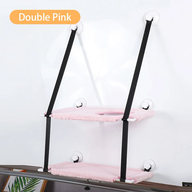 Hanging Double-layer Velvet Cat Suspension Bed Winter Warm Nest Window Suction Cup Suspension Pet Supplies 20kg Cat Accessories
