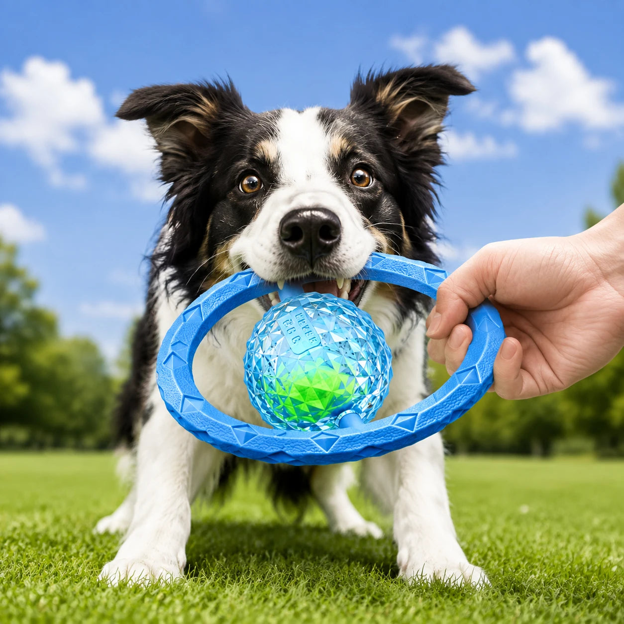 Interactive Dog Tug Toy Ball Tug Bite Resistant Pet Chew Toy Tug of War Pull Ring Training Toy for Large Dogs Puppy Outdoor Play