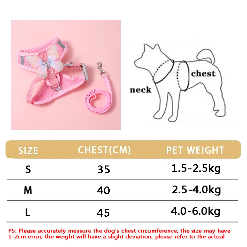 Small Dog Harness Leash Set Cute Traction Bracelet Medium Cat Collar Suit Soft Puppy Vest Harness Adjustable Pet Accessories