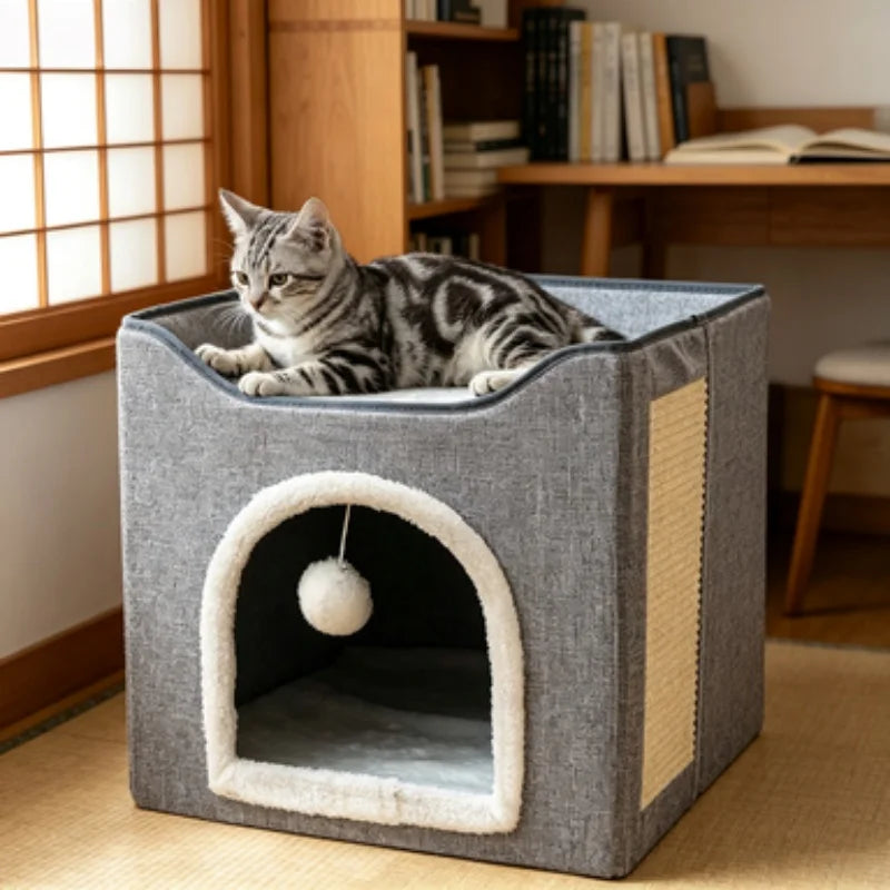 Large Foldable Cat House Pet Supplies Winter Warm Easy Cleaning Cat Villa Indoor Outdoor Cozy Bed for Cats
