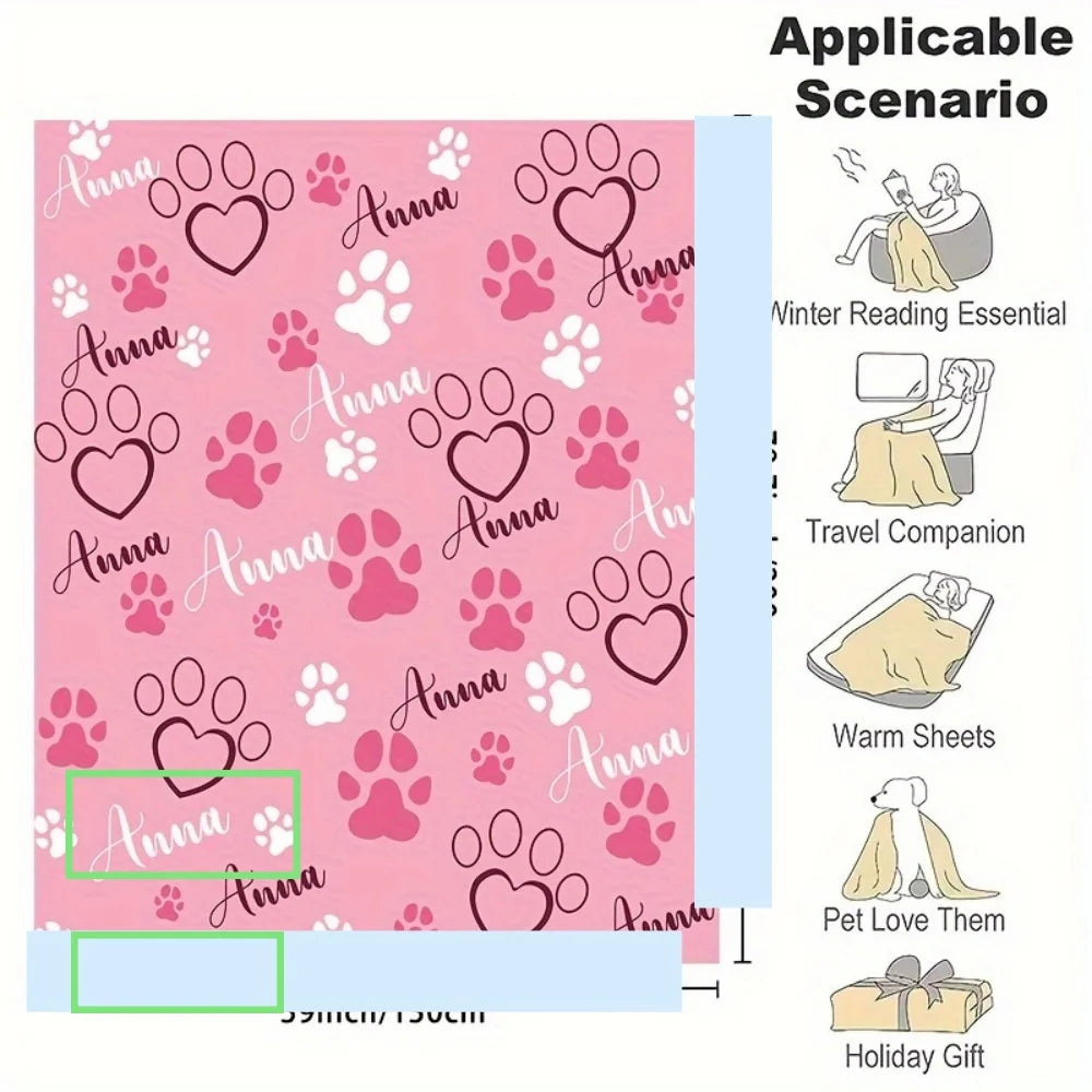 1pc Personalized Custom Pet Blanket Name, Soft And Comfortable Multifunctional Custom Gift Blanket, Gift for Dog And Dog Lovers