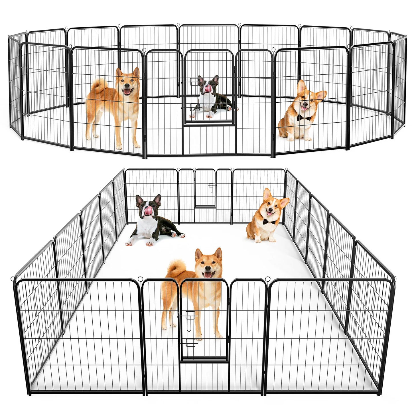 16 Panels Dog Playpen Pet Fence Metal 24 Inch to 32 Inch Foldable Large Dog Puppy Exercise for Yard Gate Camping Outdoor