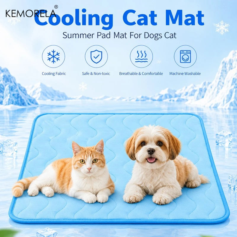 Cooling Cat Mat Summer Pad Mat For Dogs Cat Ice Silk Blanket Sofa Breathable Pet Dog Bed Summer Washable For Small Large Dog Cat