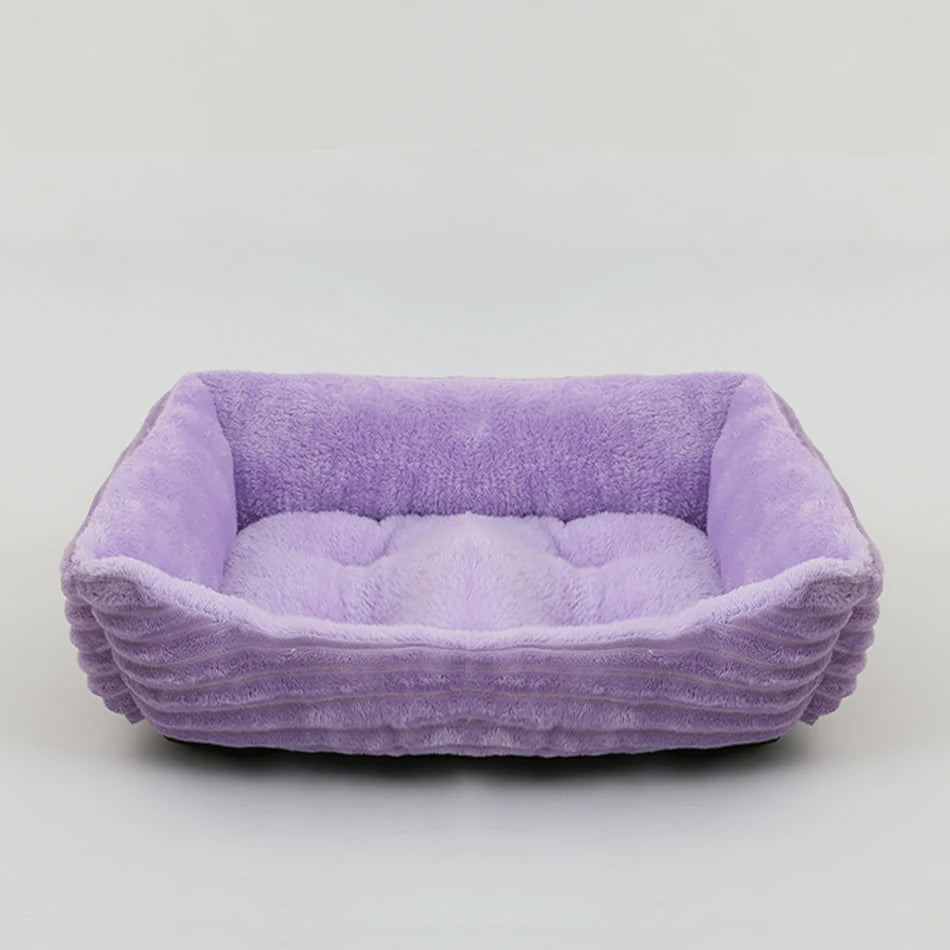Bed for Dog or Cat Pet Square Plush Kennel Small to XXL Dog Sofa Bed Cushion Pet Calming Dog Bed House Pet Supplies Winter