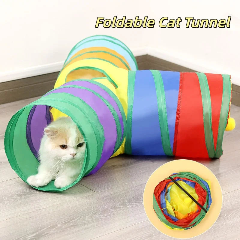 Foldable Cat Tunnel Tube Interactive Fun Kitty Training Toy Boredom Buster for Puppy Kitten Pet Supplies Cat Accessory