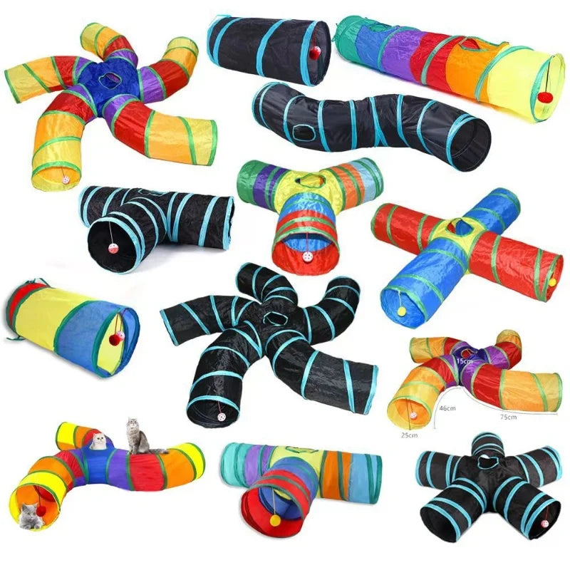 Foldable Cat Tunnel Tube Interactive Fun Kitty Training Toy Boredom Buster for Puppy Kitten Pet Supplies Cat Accessory