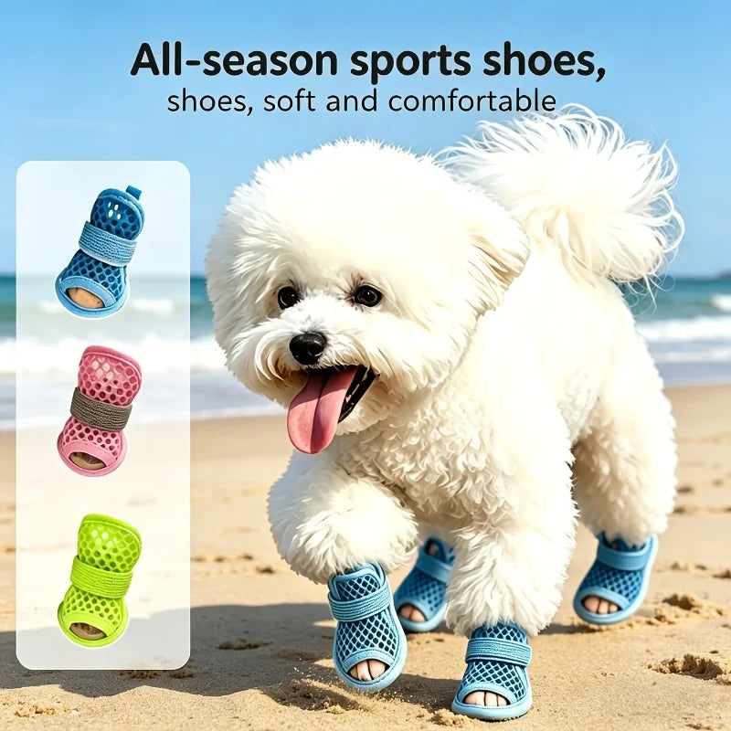 Summer Dog Shoes Non-slip Waterproof Pet Sandals Soft Soles Won't Fall Off Wear-resistant Corgi Small Dog Open-toe Foot Covers