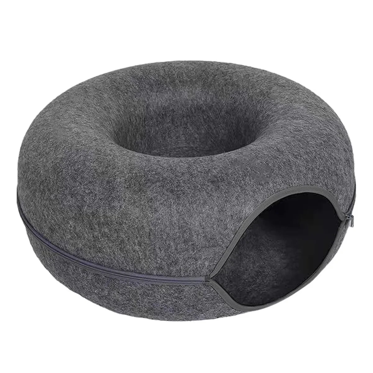 Interactive Round Cat Tunnel Donut Nest Felt Kittens Bed House Scratcher Sleeping Cushion Pet Toy for Cats