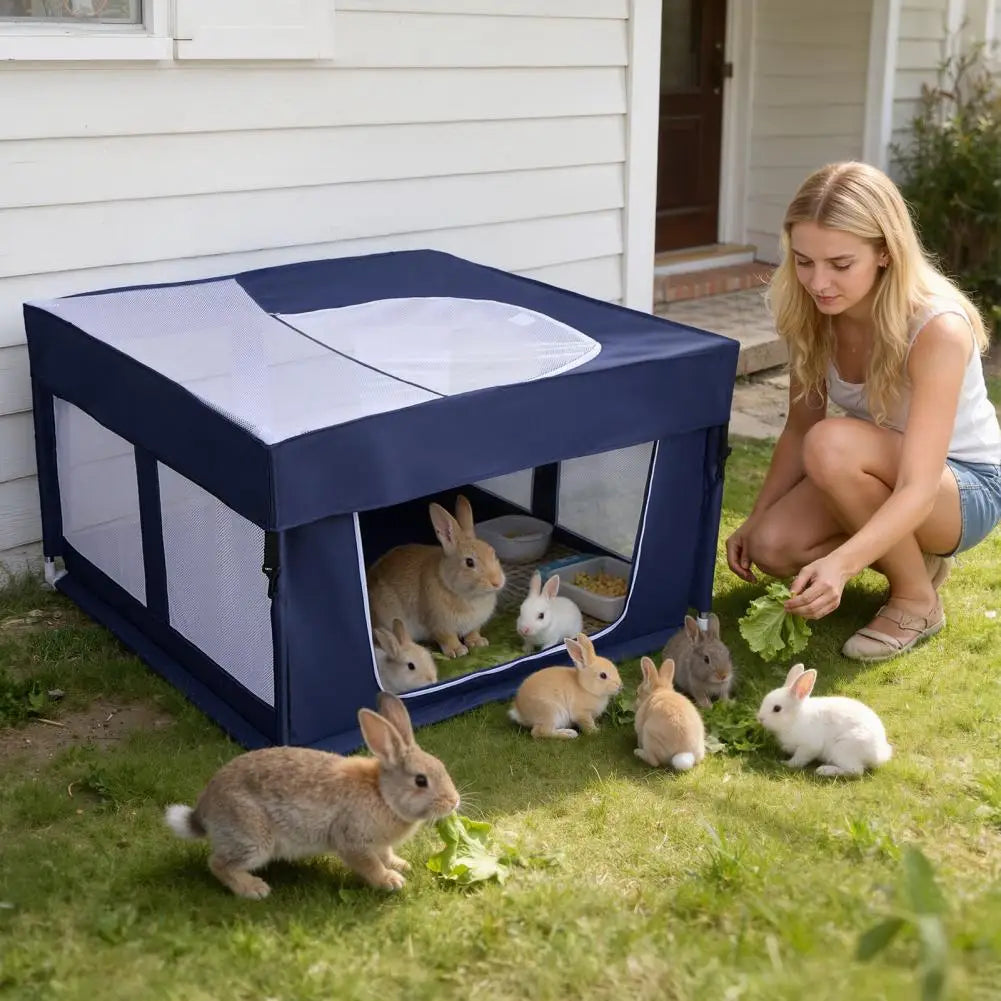 Foldable Dog Playpen with Top Cover,Indoor Outdoor Puppy Fence with Sturdy Steel Frame&Oxford Cloth,Pet Playpen with Mesh Cover