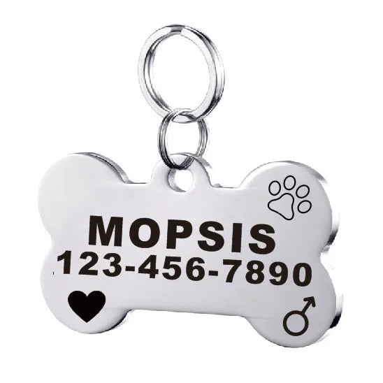 Customized Dog ID Tag Stainless Steel Pet Collar Accessory Personalized Puppy Cat Name Tag Custom Pet Products Supplies