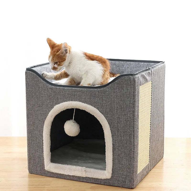 Large Foldable Cat House Pet Supplies Winter Warm Easy Cleaning Cat Villa Indoor Outdoor Cozy Bed for Cats