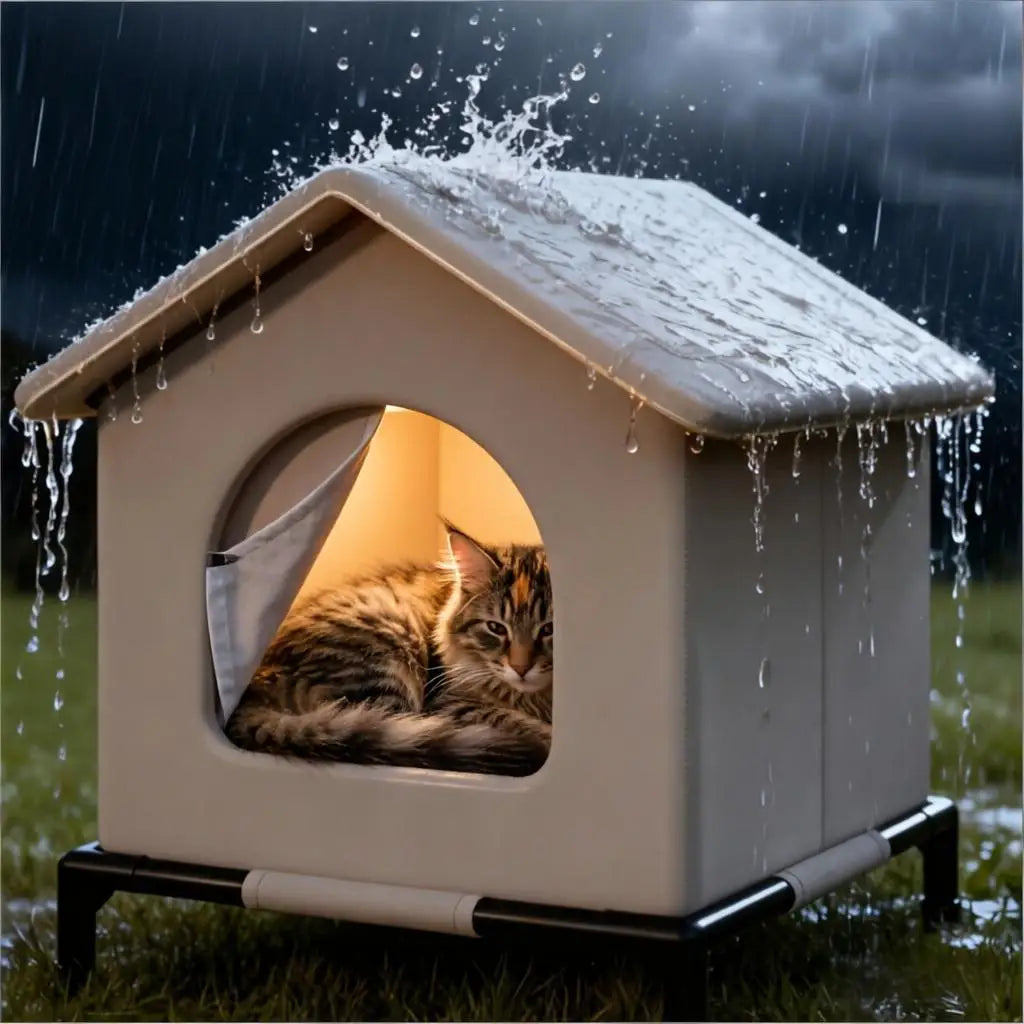 Stray Cat Houses with Mat Waterproof Summer Cool Shelter Foldable Pet Cave Nest Sleeping Beds for Outdoor Cats Small Dog Puppies