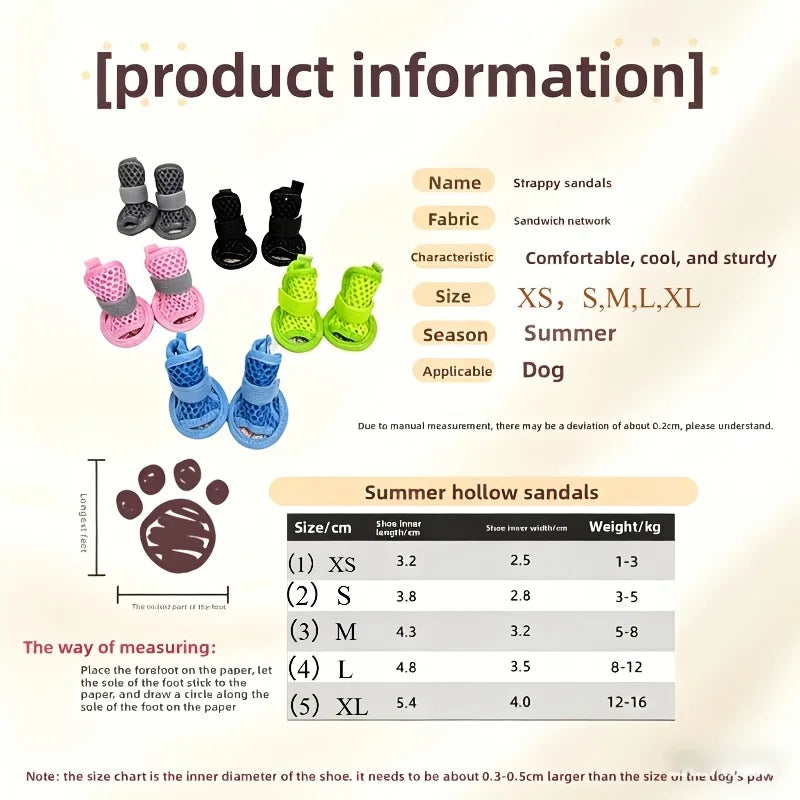 Summer Dog Shoes Non-slip Waterproof Pet Sandals Soft Soles Won't Fall Off Wear-resistant Corgi Small Dog Open-toe Foot Covers
