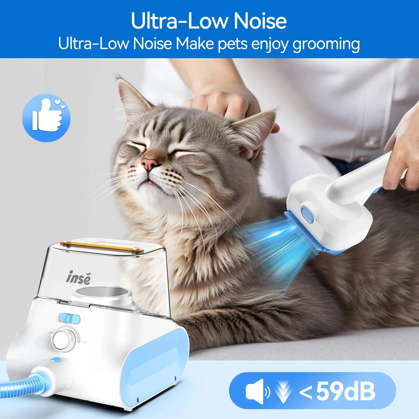 Dog Grooming Vacuum Ultra-Low Noise Pet Grooming Kits with 4.5L Large Capacity Dust Box Pet Clipper for Pet Hair Clean